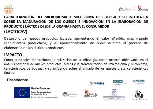CARACTERIZACIÓN DEL MICROBIOMA Y MICOBIOMA DE BODEGA Y SU INFLUENCIA SOBRE LA MADURACIÓN DE LOS QUESOS E INNOVACIÓN EN LA ELABORACIÓN DE PRODUCTOS LÁCTEOS DESDE LA GRANJA HASTA EL CONSUMIDOR (LACTOCAV)